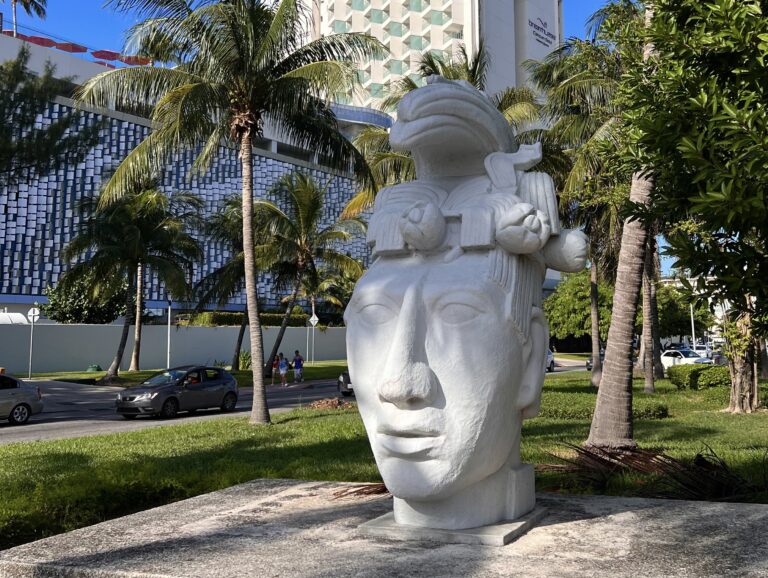 Mayan Head in Cancun Hotel Zone