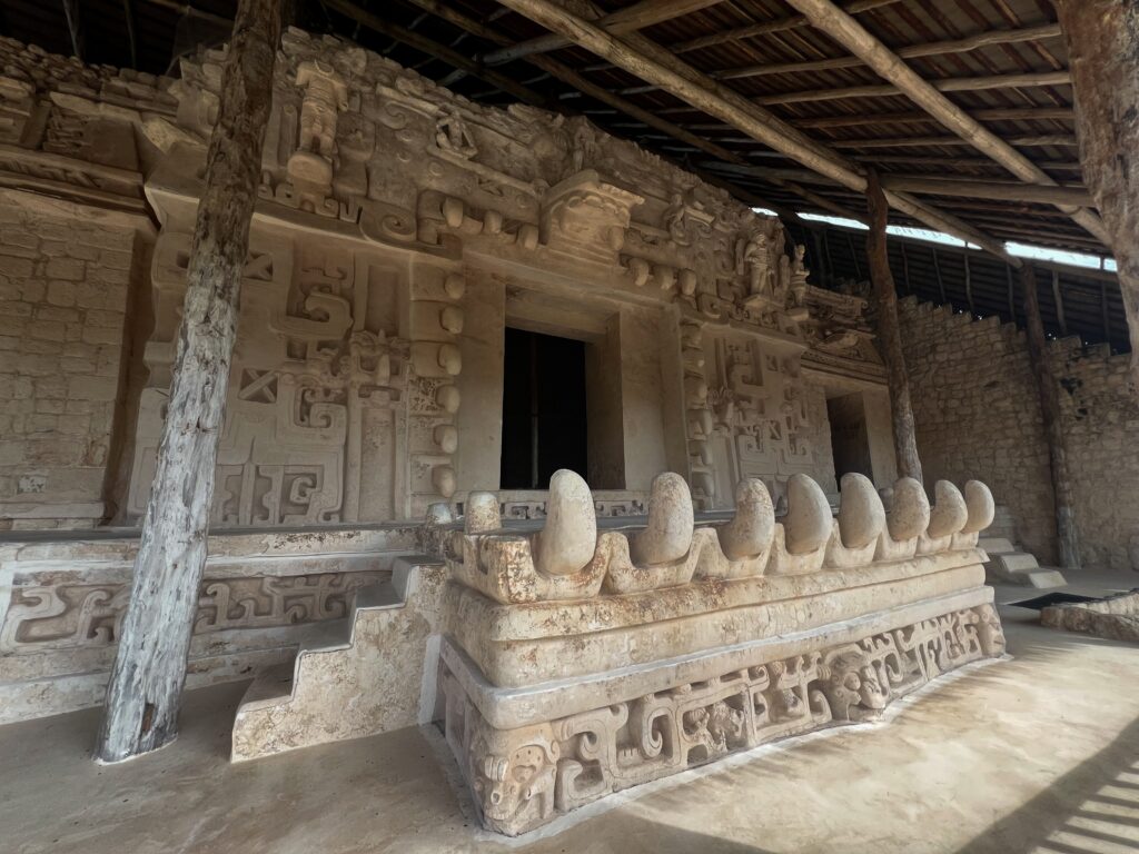 The well-reserved plaster on the tomb of Ukit-Kan-Lek-Tok Ek Balam ruins plaster