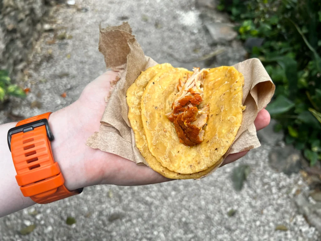 Freshly made cochinita pibil on handmade tortillas